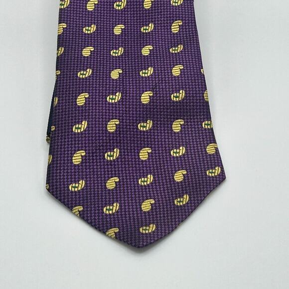 Tommy Hilfiger Deep Purple and Gold Men's Silk Tie - Picture 1 of 4